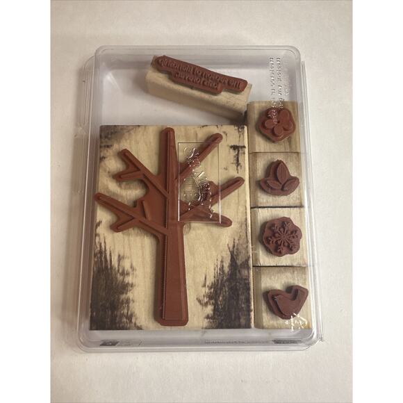 Stampin Up Season of Friendship Wood Stamp Set of 6 Tree Leaf Bird Flower Season - Picture 2 of 4